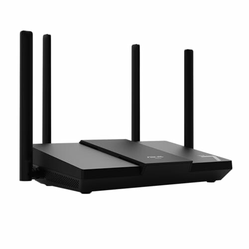 Close-up of ASUS RT-BE50 router with antennas