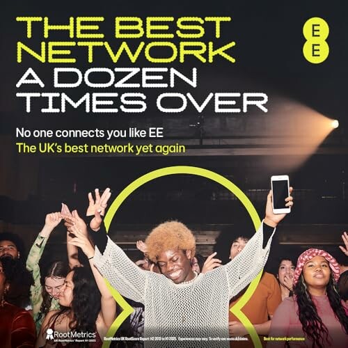 EE network advertisement with people celebrating