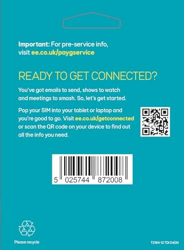 EE pre-service information card with QR code
