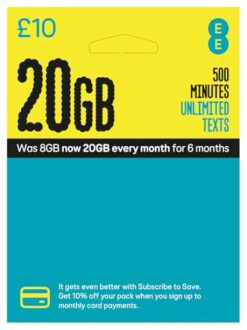 EE Pay As You Go SIM Card UK PREPAID PAYG