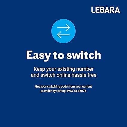 Lebara ad promoting easy number switch with online service.