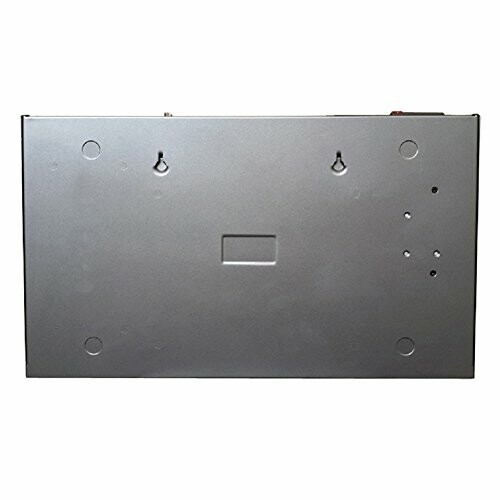 Back view of a metal box with mounting holes.