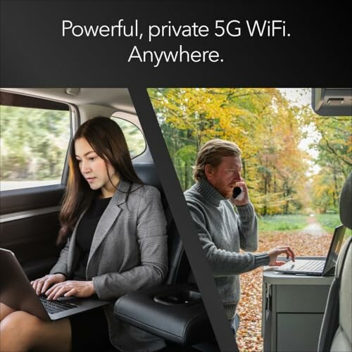 People using portable 5G WiFi in different locations.