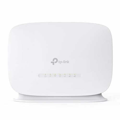 Front view of a TP-Link router with indicator lights.