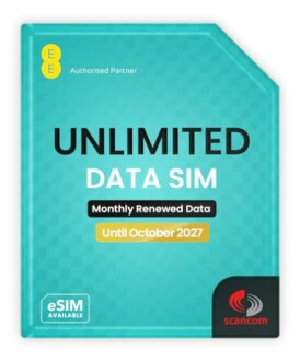 Unlimited data SIM card valid until October 2027