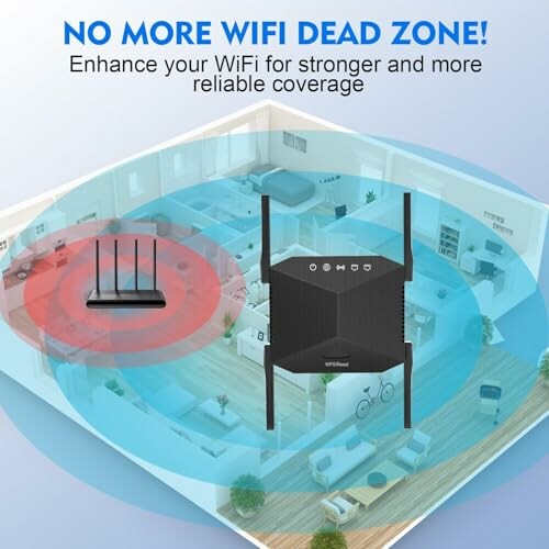 WiFi router enhancing signal coverage in a home layout.